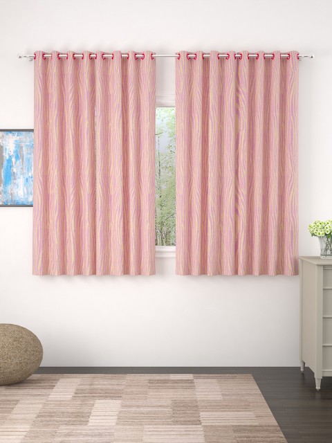 

Story@home Pink & Beige Set of 4 Window Curtains