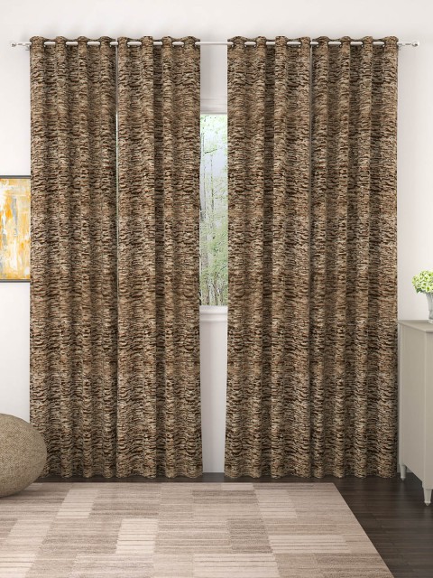 

Story@home Brown & Beige Set of 4 Jacquard Textured Door Curtains
