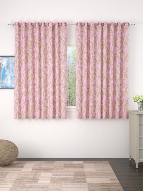 

Story@home Pink & Beige Set of 4 Window Jacquard Curtains