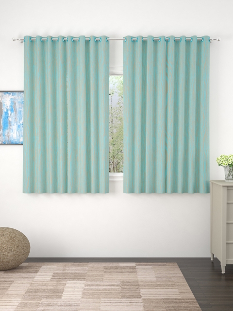 

Story@home Green & Beige Set of 4 Jacquard Textured Window Curtains