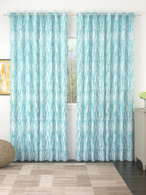 

Story@home Turquoise Blue & White Set of 4 Jacquard Textured Door Curtains