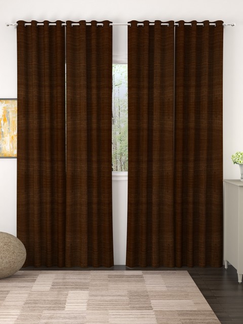

Story@home Brown Set of 4 Jacquard Textured Door Curtains