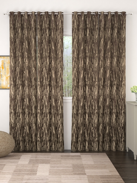 

Story@home Brown & Beige Set of 4 Jacquard Textured Door Curtains