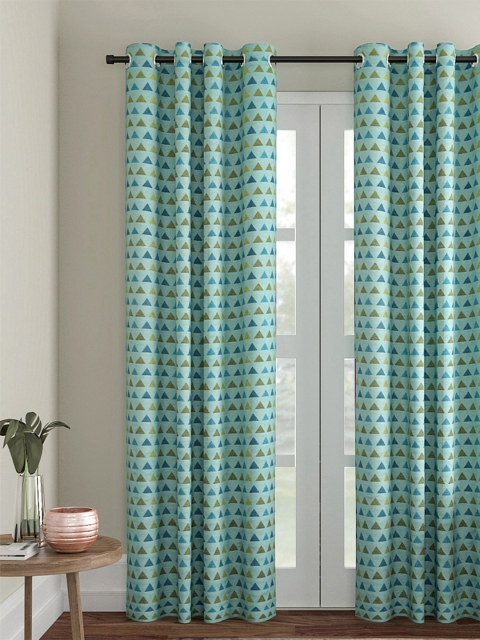 

Soumya Green & Blue Single Room Darkening Long Door Curtain
