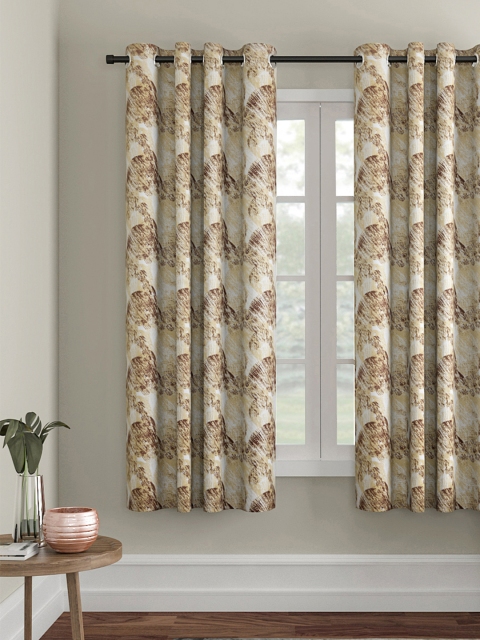 

Soumya Beige & Brown Single Room Darkening Window Curtain