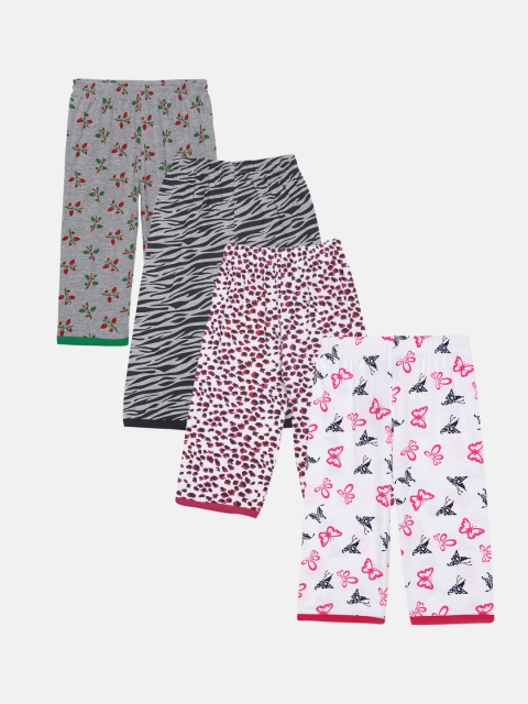 

SINI MINI Girls Pack Of 4 Grey & Off-White Printed Regular Fit Capris