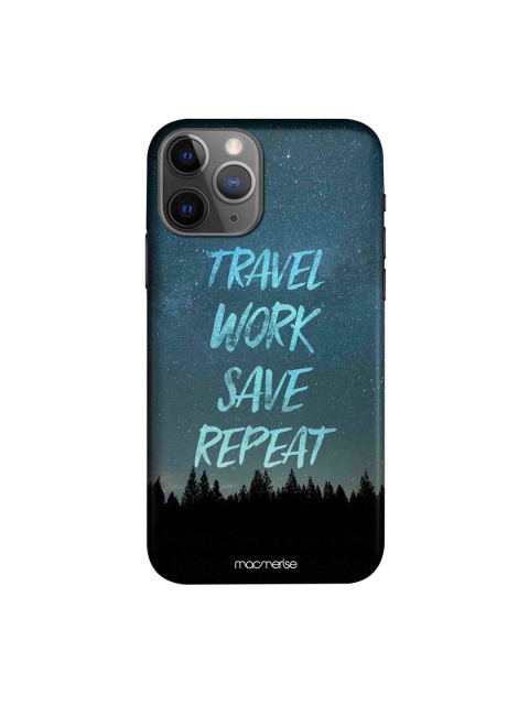 

macmerise Teal Blue & Black Travel Work Save Repeat iPhone 11 Pro Max Case