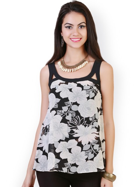 

Belle Fille Black & White Floral Print Top