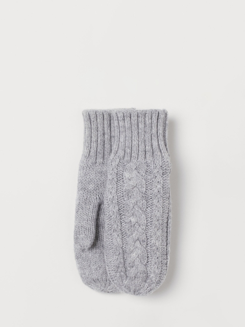

H&M Girls Grey Cable-knit mittens