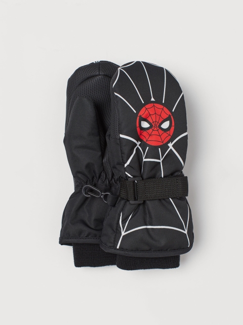 

H&M Boys Spiderman Water-Repellent Ski Mittens, Black