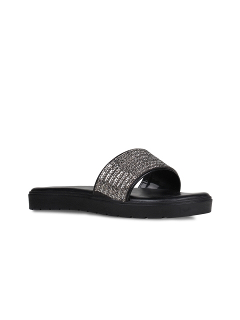 

Rocia Women Black Embellished Open Toe Flats