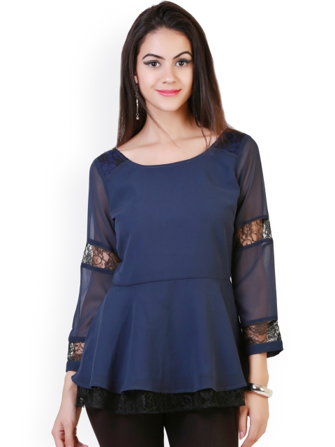 

Belle Fille Navy Peplum Top, Navy blue