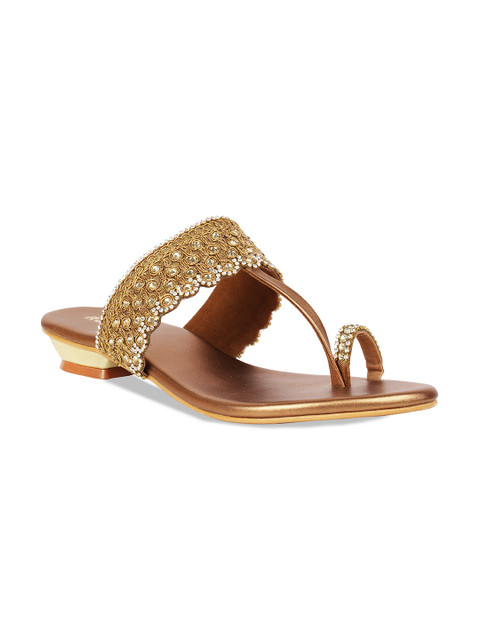

Rocia Women Copper-Toned Embellished Open Toe Flats