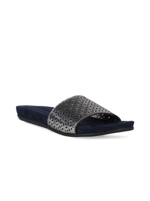 

Rocia Women Silver-Toned Textured Open Toe Flats