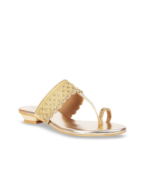 

Rocia Women Gold-Toned Embellished Open Toe Flats