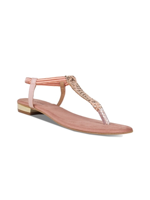 

Rocia Women Peach-Coloured Embellished T-Strap Flats