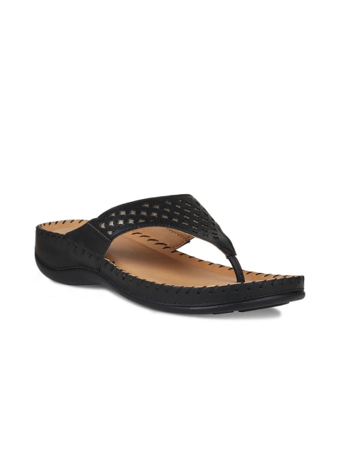 

Rocia Women Black Textured Open Toe Flats