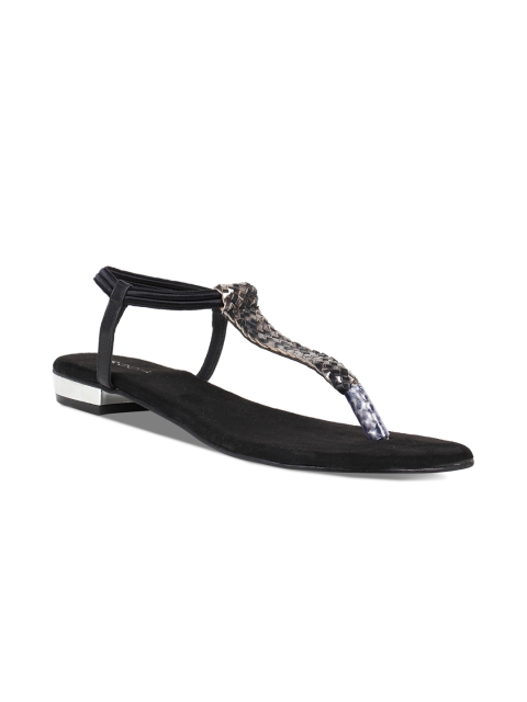 

Rocia Women Black Embellished T-Strap Flats