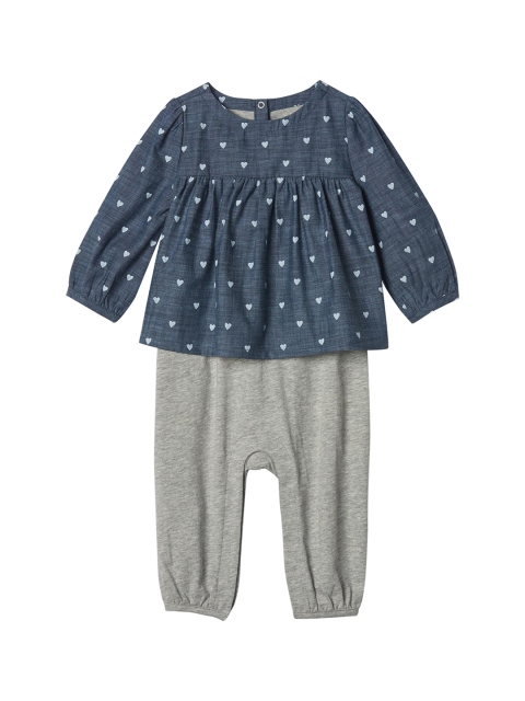 

GAP Infants Boys Blue & Grey 2-in-1 Chambray Layered Romper