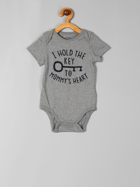 

GAP Infant Boys Grey & Black Printed Short Sleeve Heathered Bodysuit