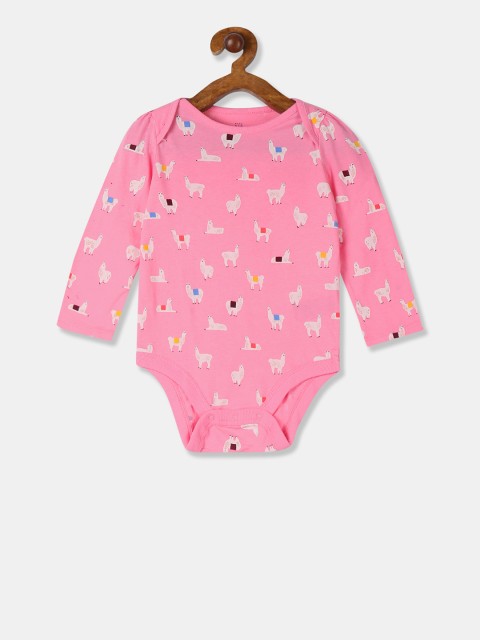 

GAP Infant Boys Pink & Off-White Long Sleeve Llama Print Bodysuit