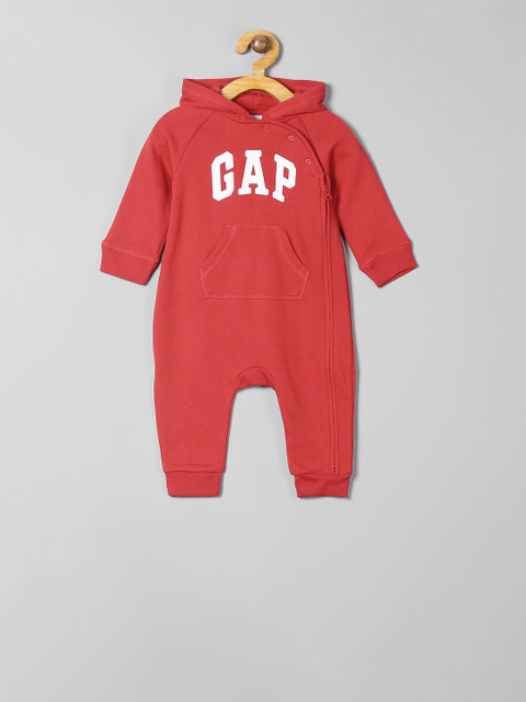 

GAP Boys Red Brand Logo Printed Hooded Bodysuit