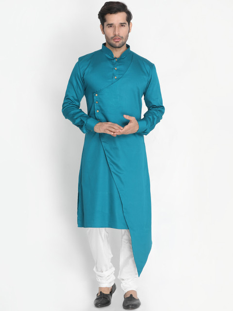 

VASTRAMAY Men Blue & White Solid Kurta with Pyjamas