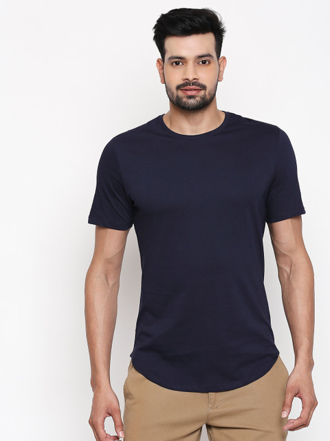 

The Souled Store Unisex Navy Blue Solid Slim Bio Wash Round Neck T-shirt