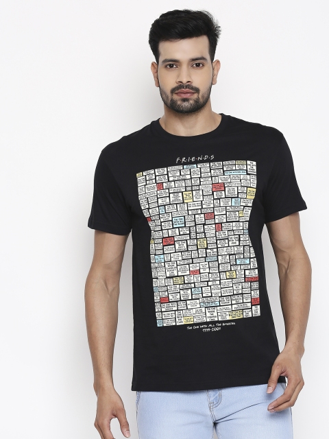 

The Souled Store Men Black F.R.I.E.N.D.S Printed Round Neck Slim Fit T-shirt