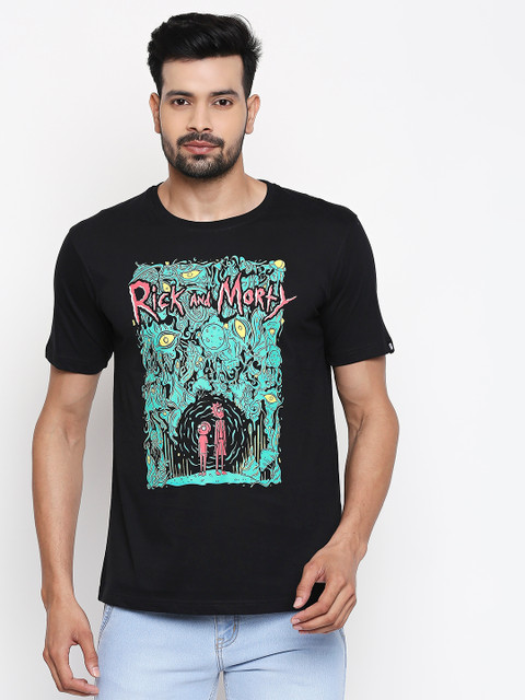 

The Souled Store Unisex Black Printed Round Neck Slim Fit Slim Fit T-shirt