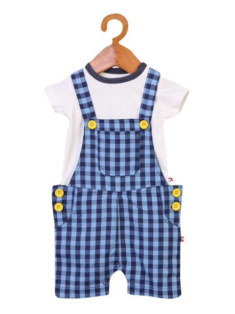 

Nino Bambino Boys Blue Checked Organic Cotton Dungarees with T-shirt