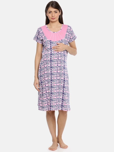 

Red Rose Pink Printed Maternity Nightdress