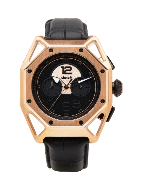 

shaze Men Black & Rose Gold Analogue Watch FGK0604