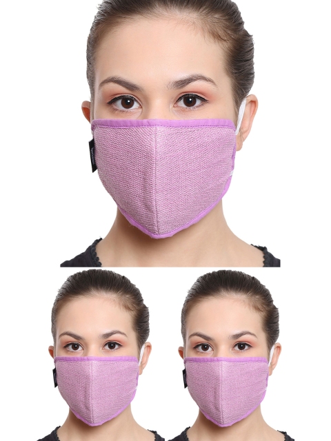 

Anekaant Women 3-Pcs Pink 3-Ply Reusable Cotton Fabric Fashion Masks