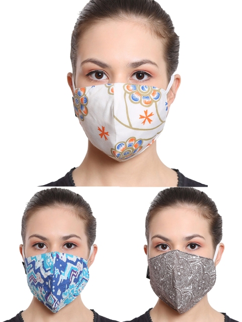 

Anekaant Women Pack of 3 Reusable 3-Ply Outdoor Mask, Blue