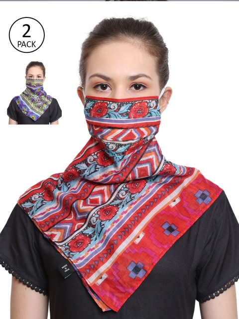 

Anekaant Women Pack of 2 Reusable 3-Ply Scarf Style Mask, Multi