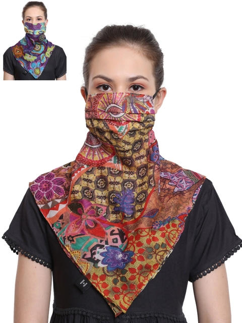 

Anekaant Women 2 Pcs Multicolored 3-Ply Printed Cotton Scarf Style Fashion Masks, Multi