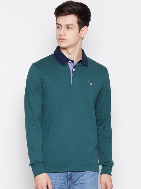 

GANT Men Green Solid Polo Collar T-shirt