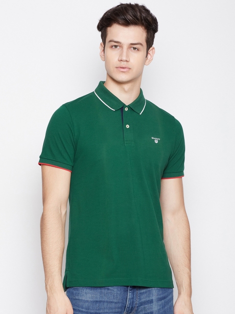 

GANT Men Green Solid Polo Collar T-shirt