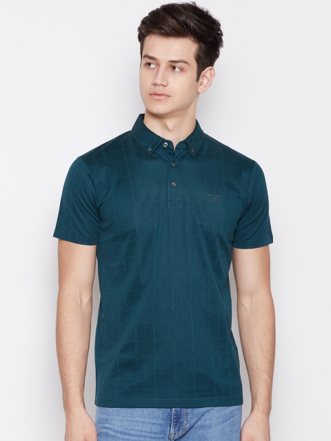 

GANT Men Green Checked Polo Collar T-shirt