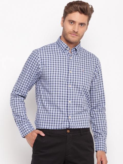 

GANT Men Blue & White Regular Fit Checked Formal Shirt
