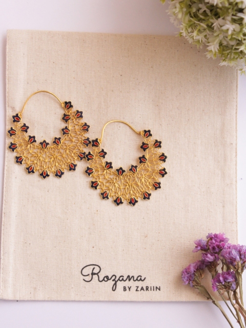 

Zariin Gold & Red Crescent Shaped Drop Earrings