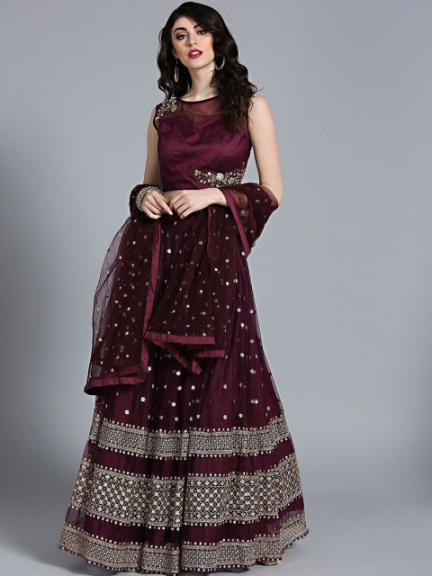 

Chhabra 555 Burgundy & Gold-Coloured Made to Measure Lehenga & Blouse with Dupatta