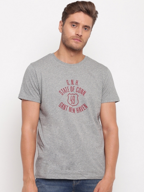 

GANT Men Grey Printed Round Neck T-shirt