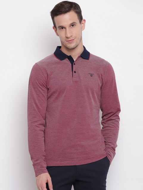 

GANT Men Red Solid Polo Collar T-shirt