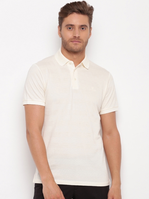 

GANT Men Cream-Coloured Solid Polo Collar T-shirt