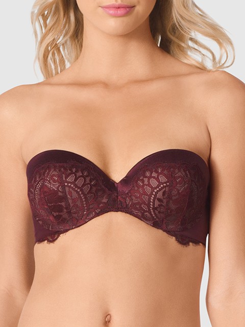 

La Senza Brown Lace Underwired Lightly Padded Strapless Bandeau Bra 11164670-14F6