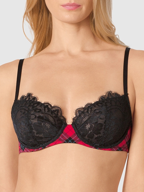 

La Senza Black & Red Lace Ssnl Obv Underwired Lightly Padded Everyday Bra 11163078-4PP5