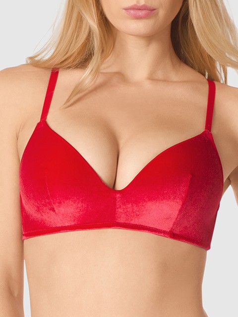 

La Senza Red Solid Non-Wired Lightly Padded Bralette Bra 11164625-92Q5