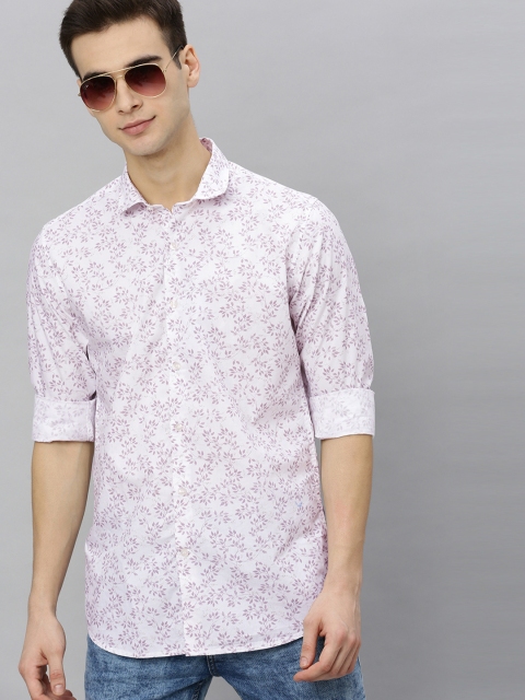 

Mast & Harbour Men White & Mauve Regular Fit Printed Casual Shirt